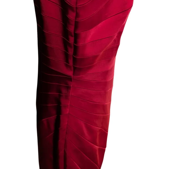 JAX Red Satin Cocktail Party Dress Draped Sheath Old Money Glam Sz 14 - Picture 4 of 12